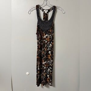 Cato leopard print racerback sleeveless beaded neck dress animal print women’s M